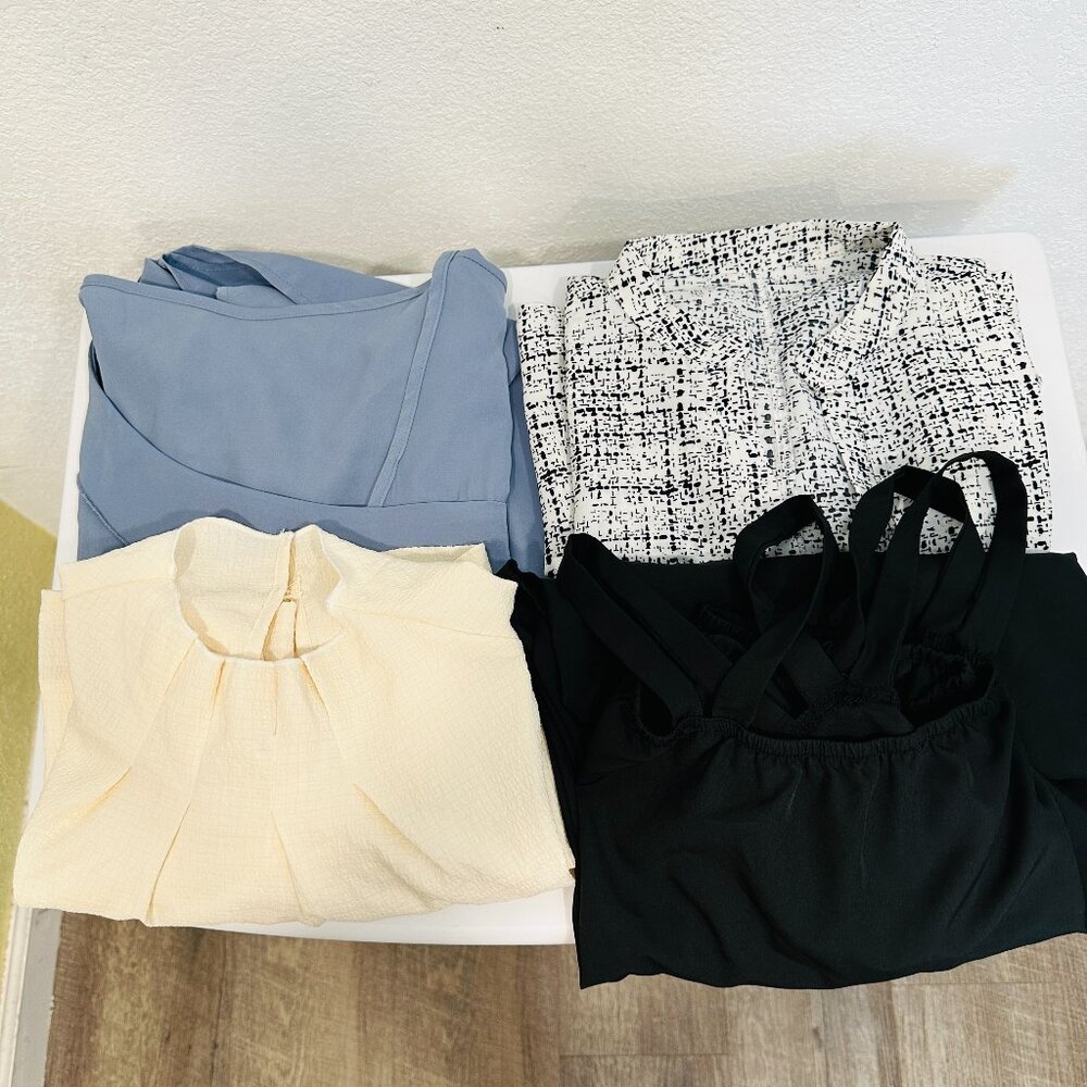 LOT of 4 Shein Polyester Top Blouses Assorted Styles Colors EUC Womens Sz Large